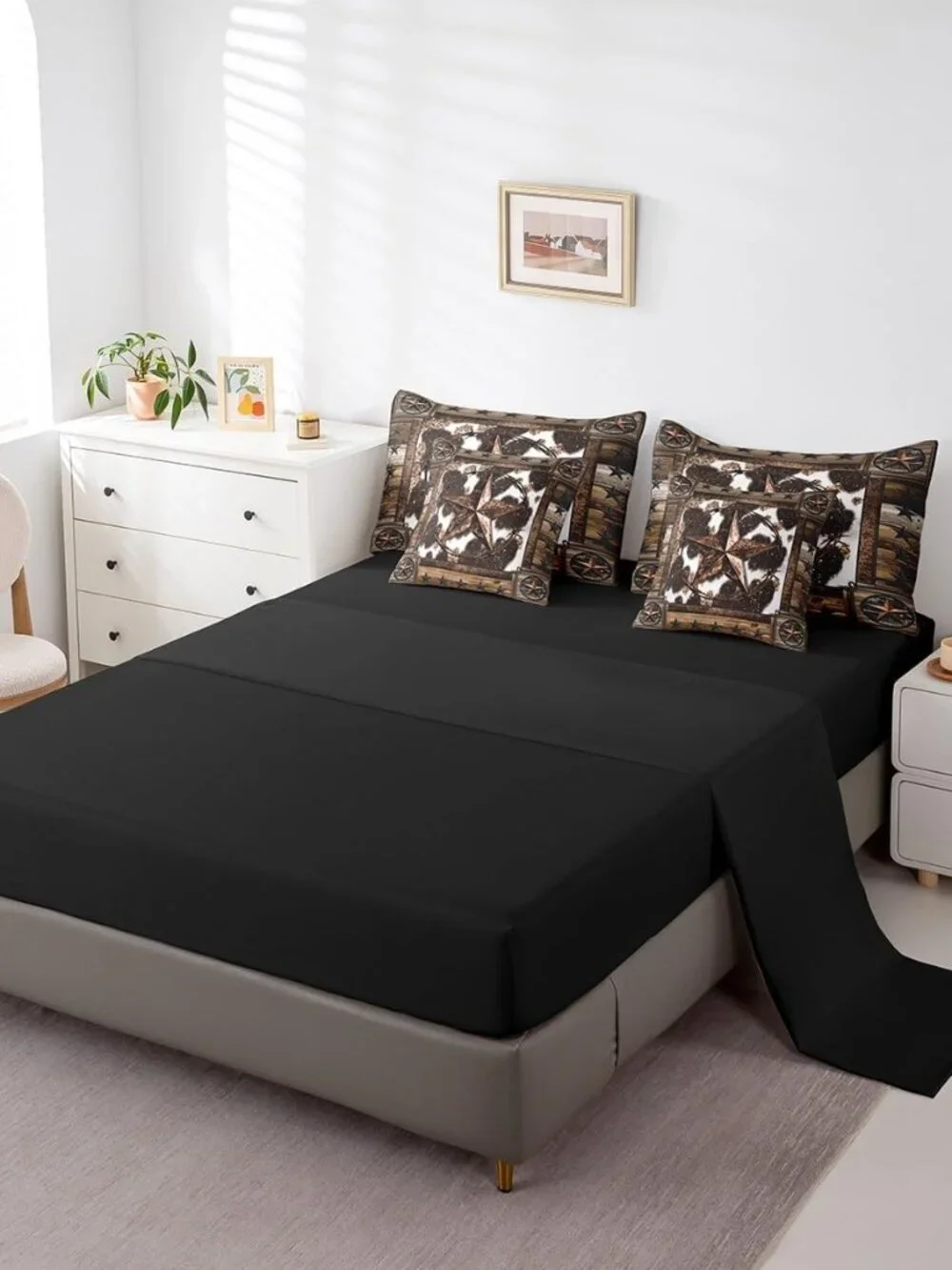Brown Western Aztec 7 Pieces Bedding Set King Size West Texas Star Comforter Set